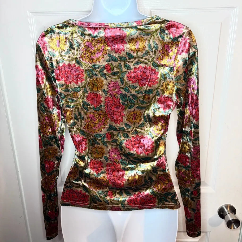 Natural Life Danielle Square Neck Floral Velvet Top Lush Zinnia Multicolor M NWT - Image 8