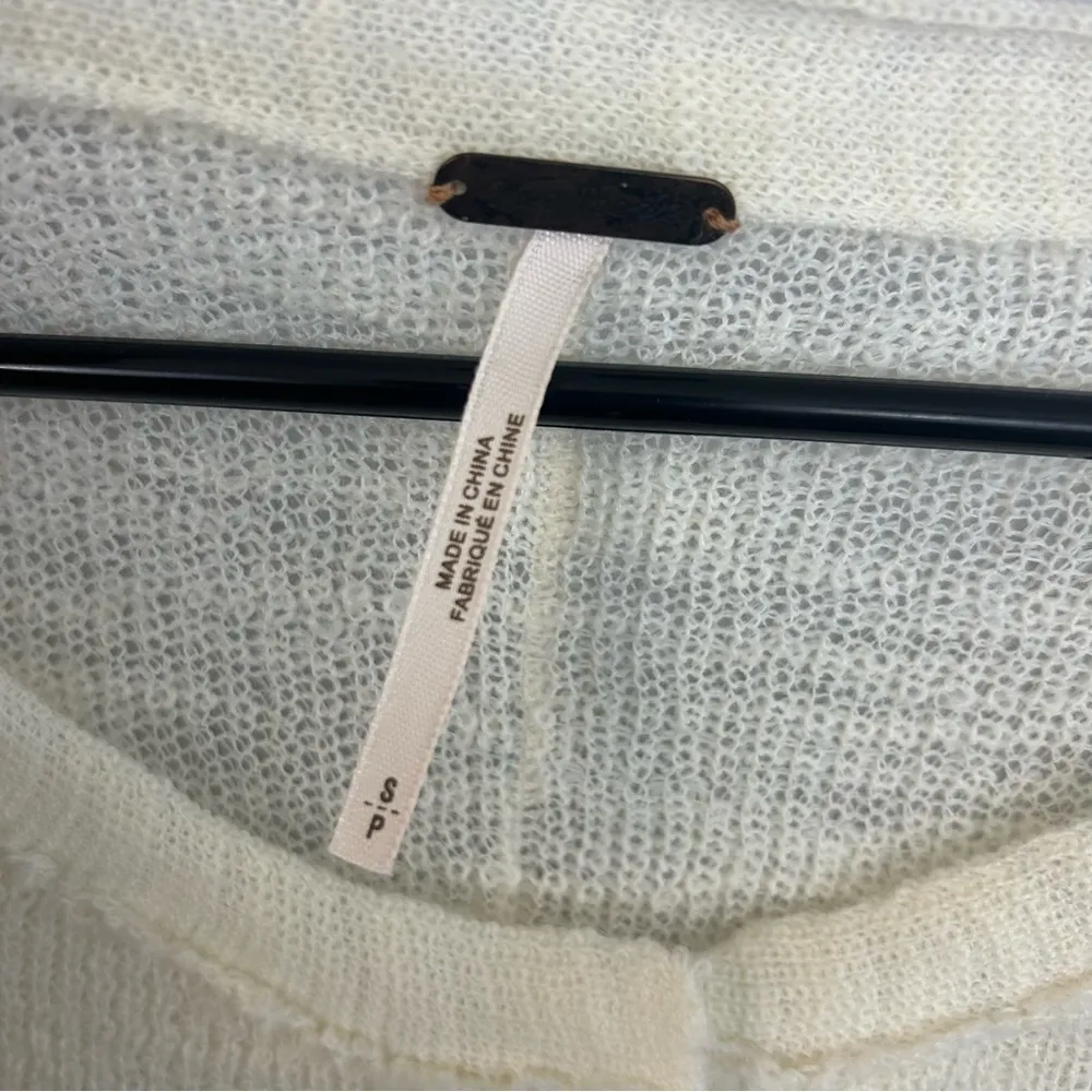 Free People Mountain Song Cream/Ivory Pullover Lightweight Half Button Sweater S - Image 6