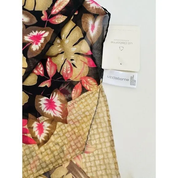 Liz Claiborne Accessories Womens Scarf Black Pink‎ Beige BRN NWT  56x8 - Image 3