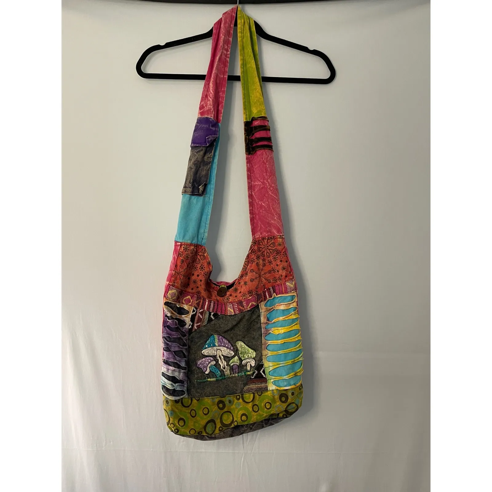 Boho Hobo‎ Bag Mushroom Patchwork Shoulder Bag Hippie Colorful Cotton - Image 6