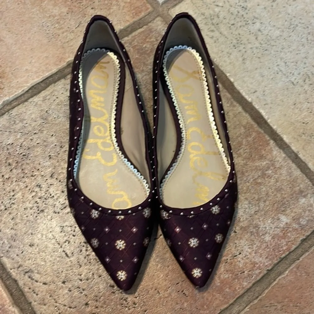 Sam Edelman maroon &  gold floral print ballet flat - Image 2