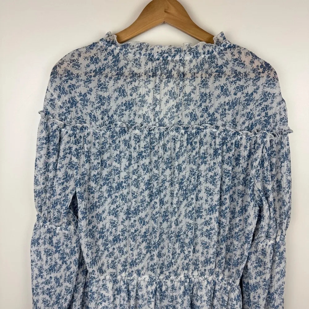 Madison Marcus Floral Print Tiered Mini Dress Sz M Long Sleeve Cottagecore Flowy - Image 3