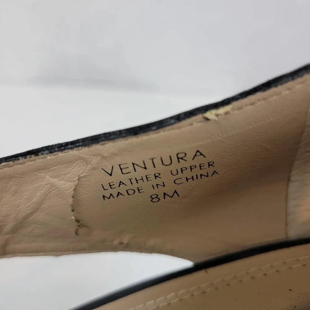 Ellen Tracy Ventura Womens Shoes Size 8 Black Leather Peep Toe Strappy Heels - Image 5