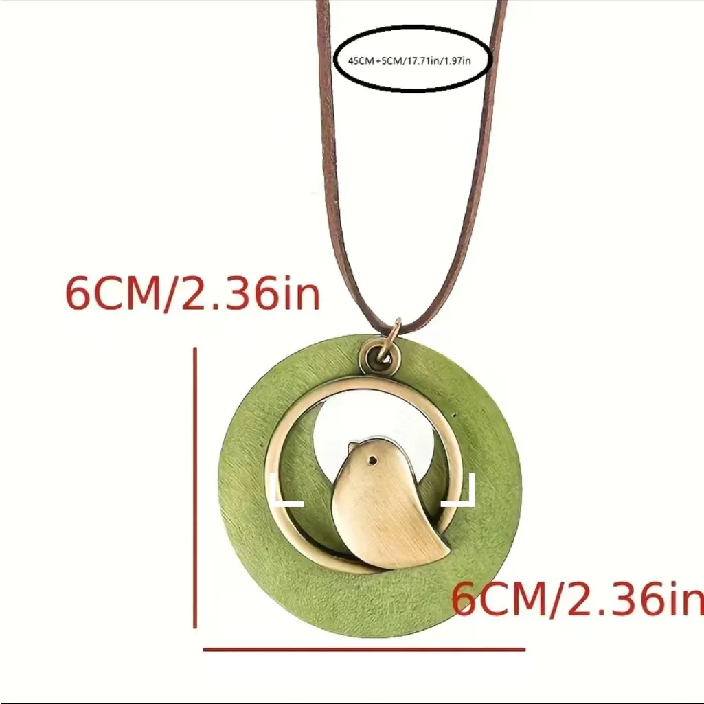 Vintage Style Wooden Bird Faux Leather Necklace‎ *Faux Fashion Accessories Brown - Image 7