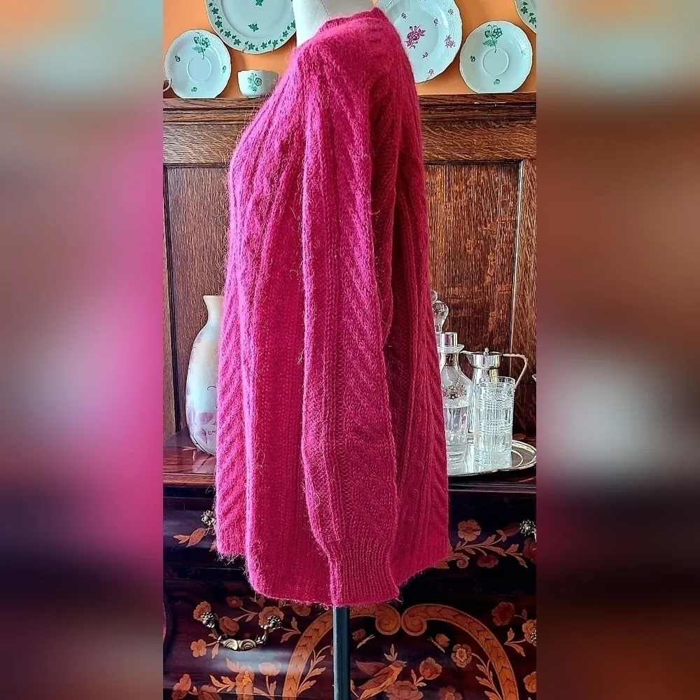 Robinson's Fuchsia Mohair Cable Sweater Dress Size L - Image 2