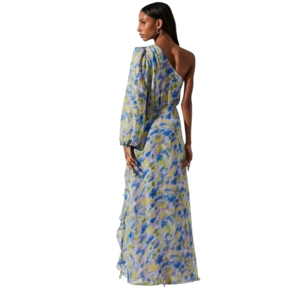 ASTR the Label - NWT Sandersonia Floral Beach Boho One Shoulder Maxi Dress Sz L - Image 3