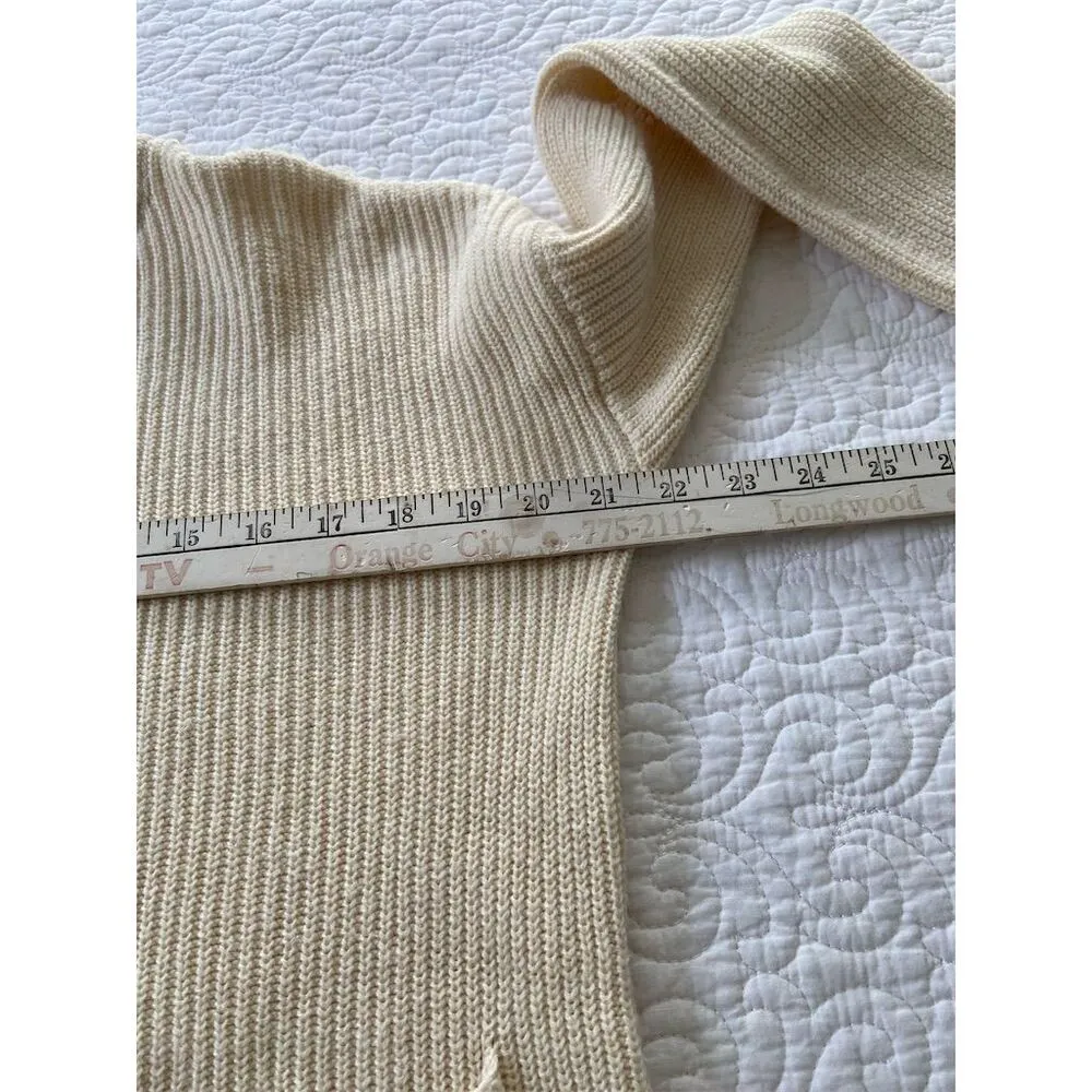 Madewell Ivory Patch Pocket Pullover Sweater Size S Long Sleeve Crew Neck - Image 13