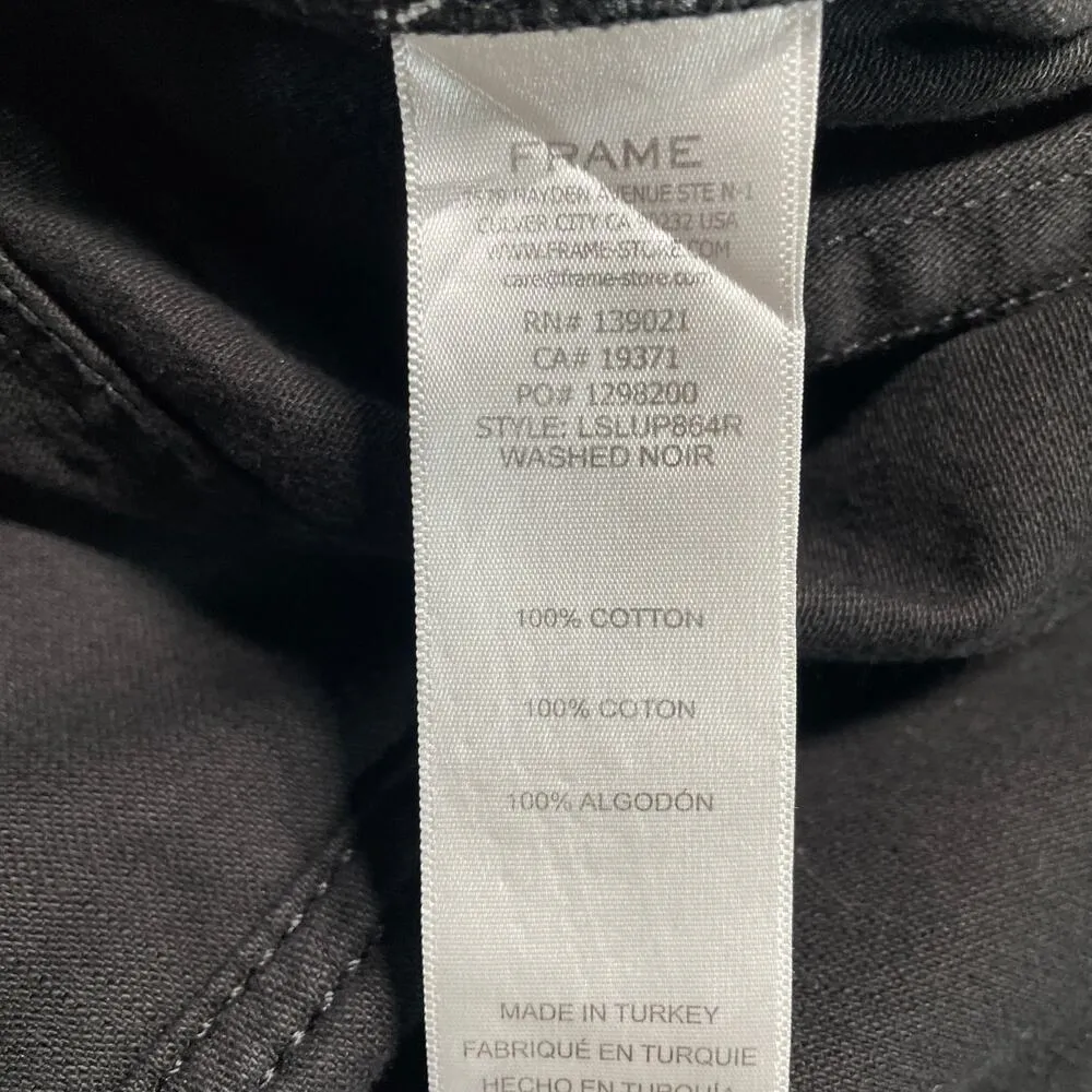 Frame Jeans Womens 30 Black Le Slouch Utility Straight Leg Double Knee Cropped - Image 5