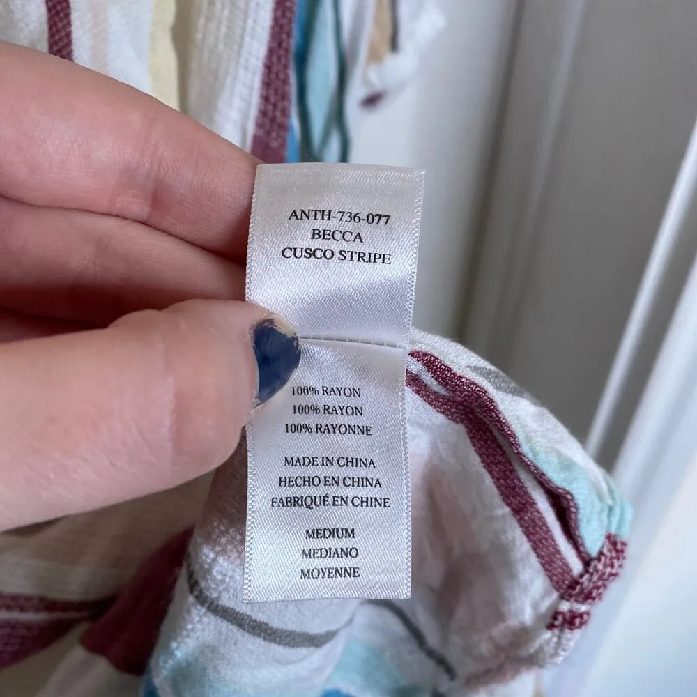 RAILS Becca Dress Cusco Stripe for Anthropologie Size Medium Neutral Bohemian - Image 7