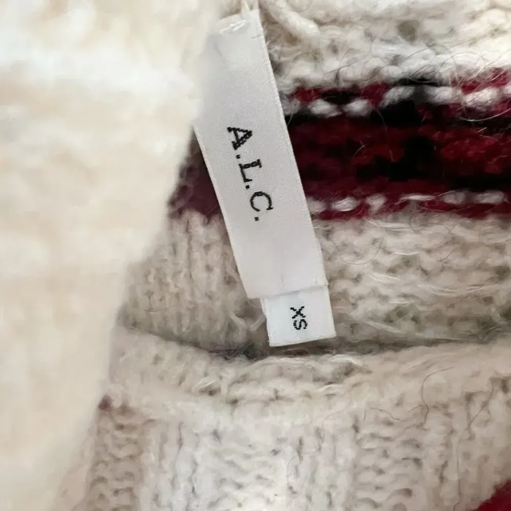 A.L.C. Zaira Striped Turtleneck Sweater Mohair Blend size‎ XS - Image 4