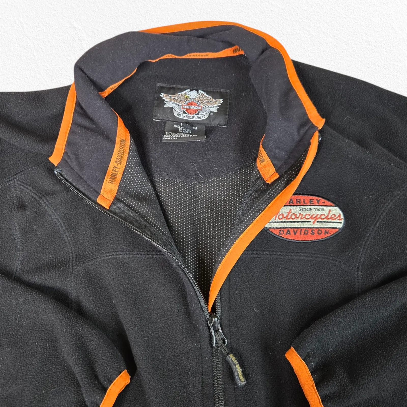 Harley Davidson Black Fleece Retro Harley Patch Full Zip Jacket Size Medium - Image 6