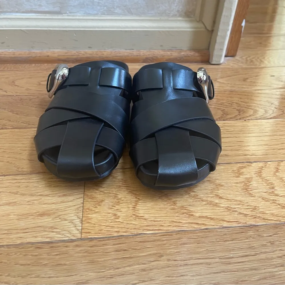 Aerosoles Women's Liberty Mule fisherman sandals black genuine leather Sz 7.5 - Image 9