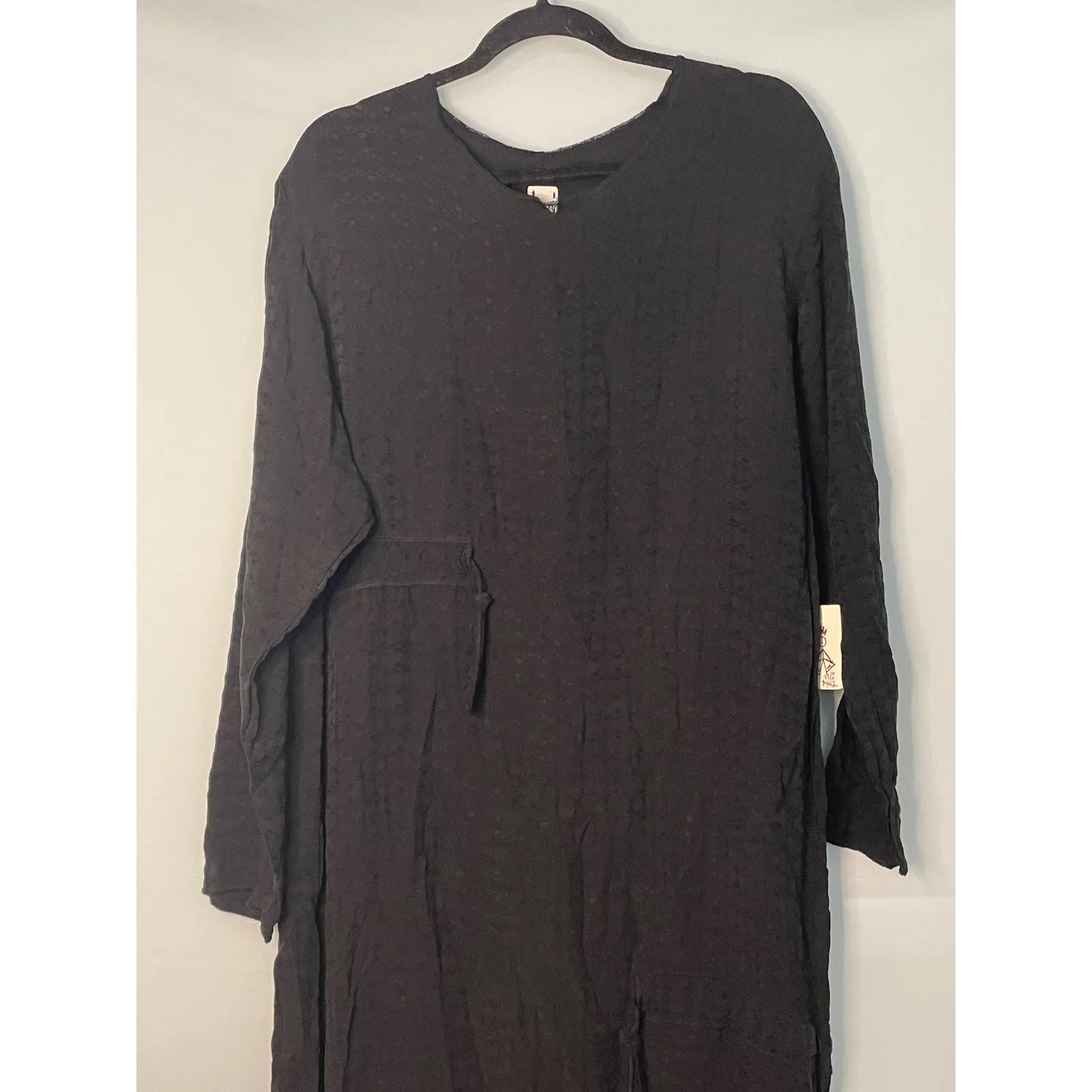 Garb Black Textured Long Sleeve Midi Dress Size Medium Style 1995 Made in USA - Image 2