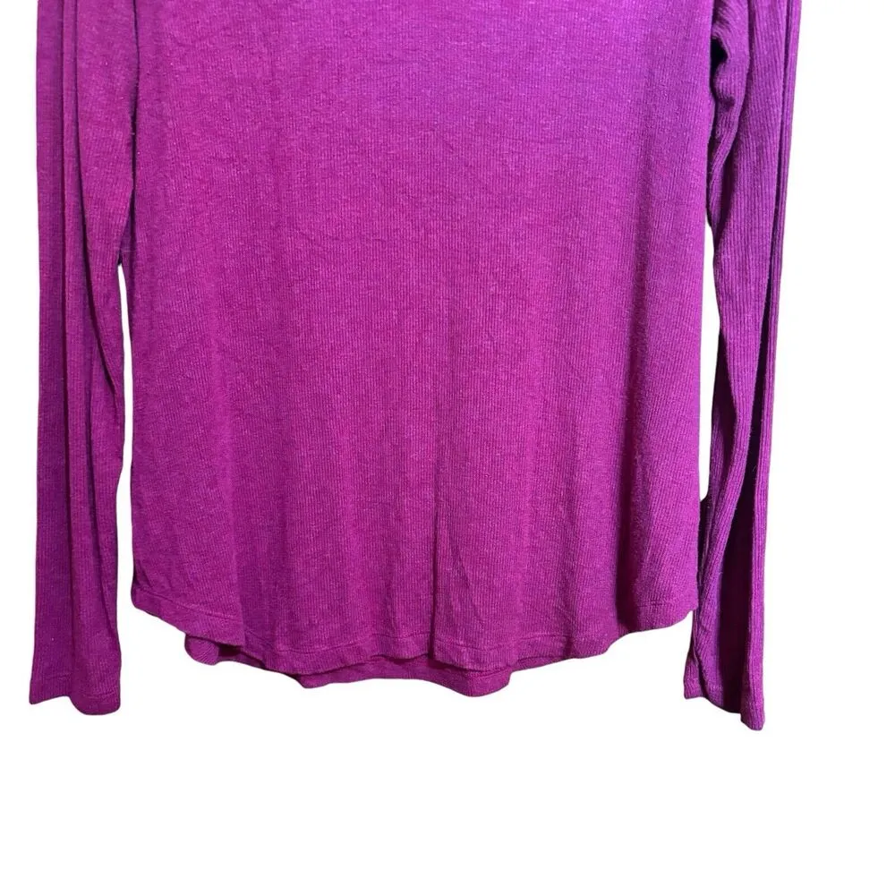 CAbi 4003 Long Sleeve Simple Tee Womens Medium Pink Ribbed Stretch Blouse - Image 4