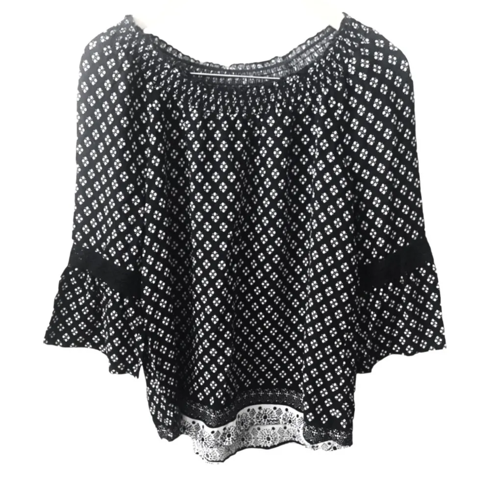 Faded Glory black & white boho blouse - Image 3
