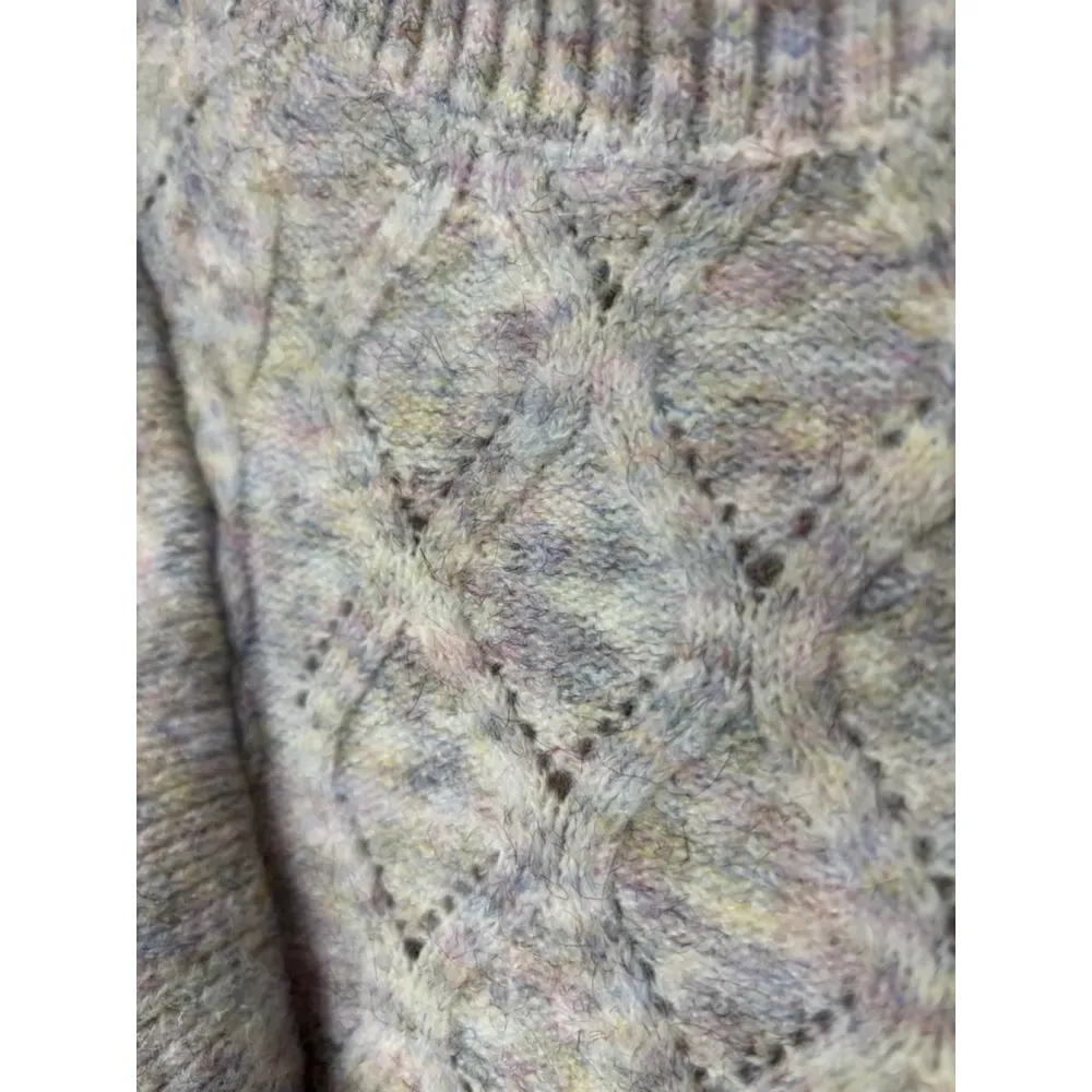 SO Ruffled Rainbow Cable Knit Pullover Sweater, Retro Style, Small - Image 6