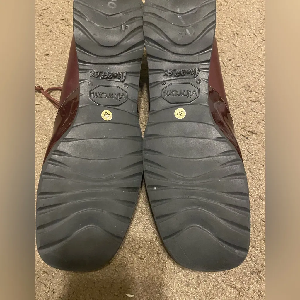 Vintage VTG Peruzzi‎ Florence Made In Italy Womens Leather Oxfords Maroon EU 38 Red Size 7.5 - Image 3