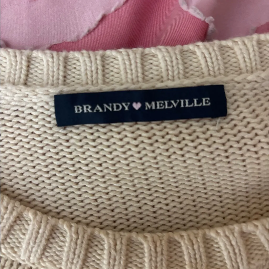 Brandy Melville  Cream Crewneck Sweater - Image 2