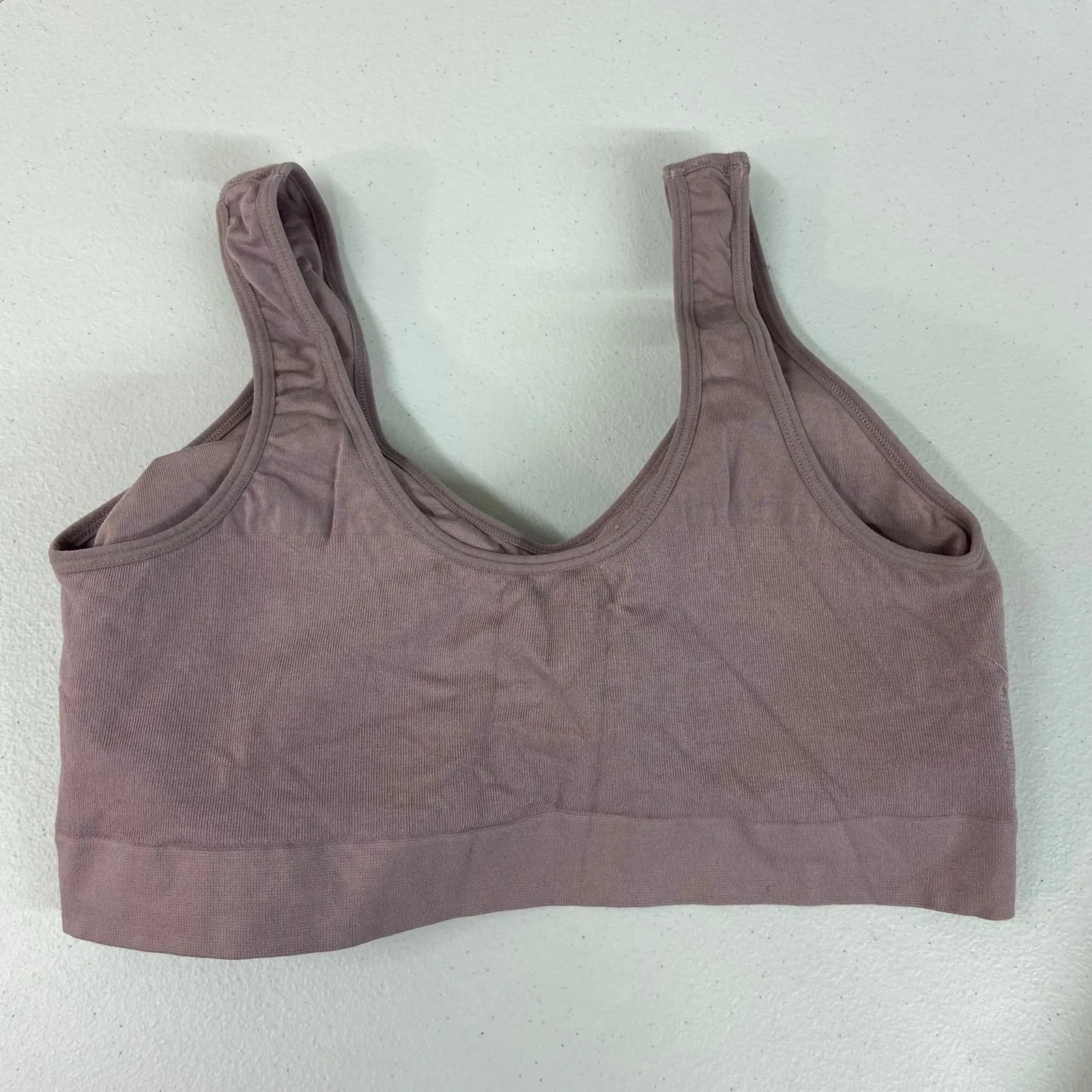 Rhonda Shear women's purple soft stretch removable padding sports bra 2X lounge Size XXL - Image 4