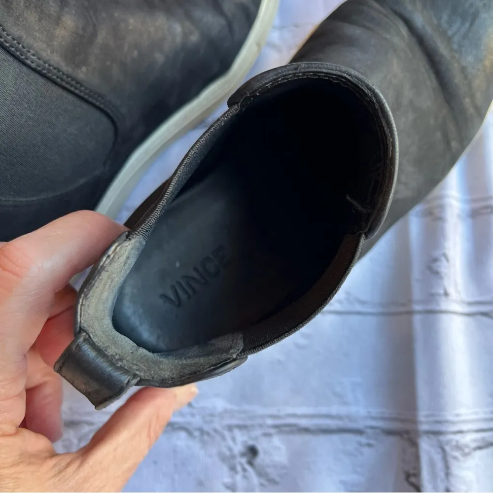 Vince Leather High Top Pull On Sneakers Shoes 36.5. - Image 5