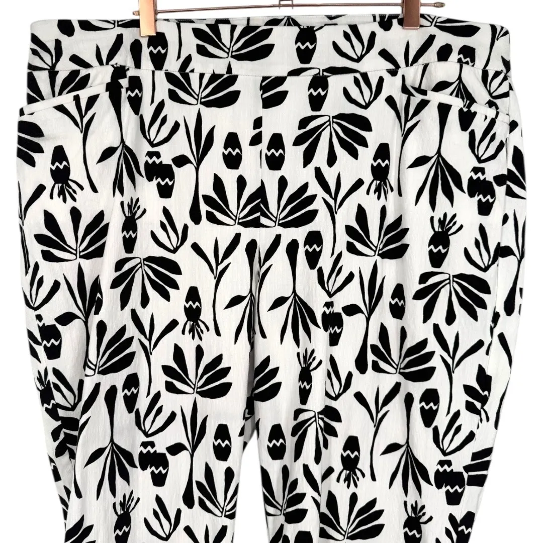 Chicos Womens Brigitte Artisan‎ Botanical Floral Ankle Pants Black White Size 18 - Image 6