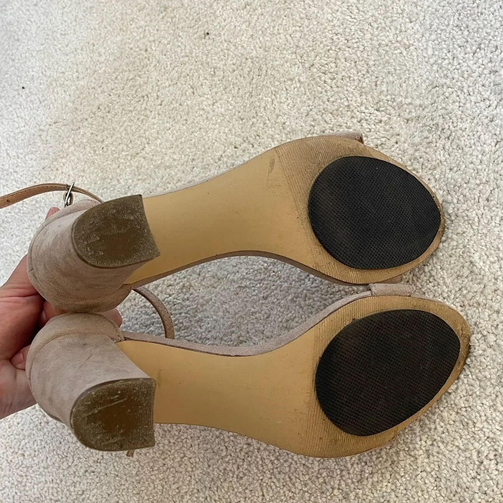 Madden Girl Bella nude heels open toe block heel faux tan suede size 7.5 - Image 6