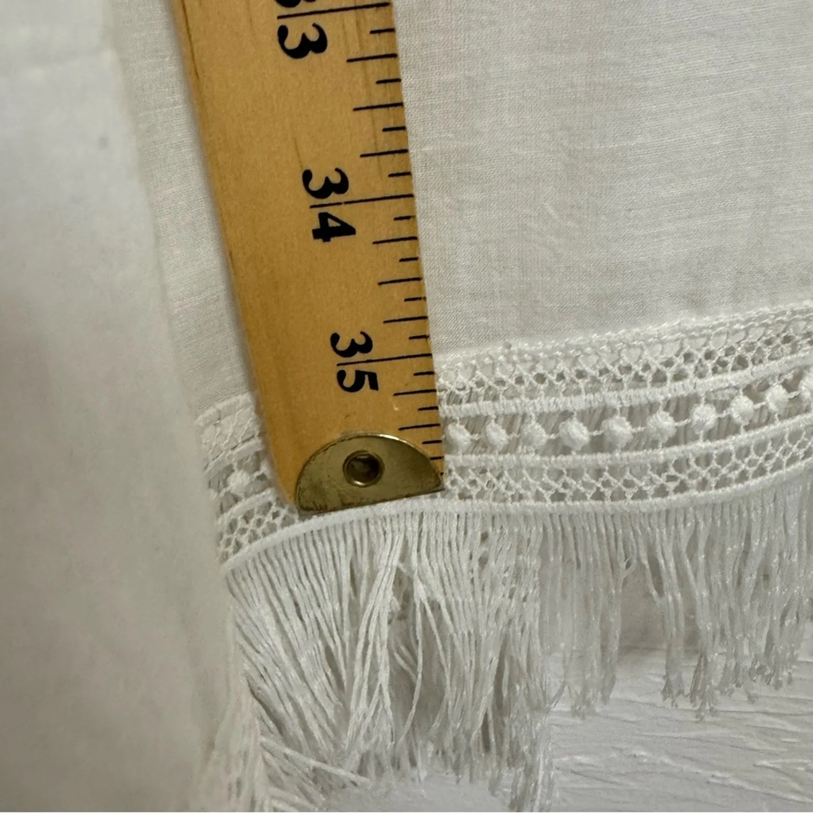 Verandah White Cotton Boho Swimsuit Coverup Womens OS Beachy Embroidered Dress Size M - Image 7