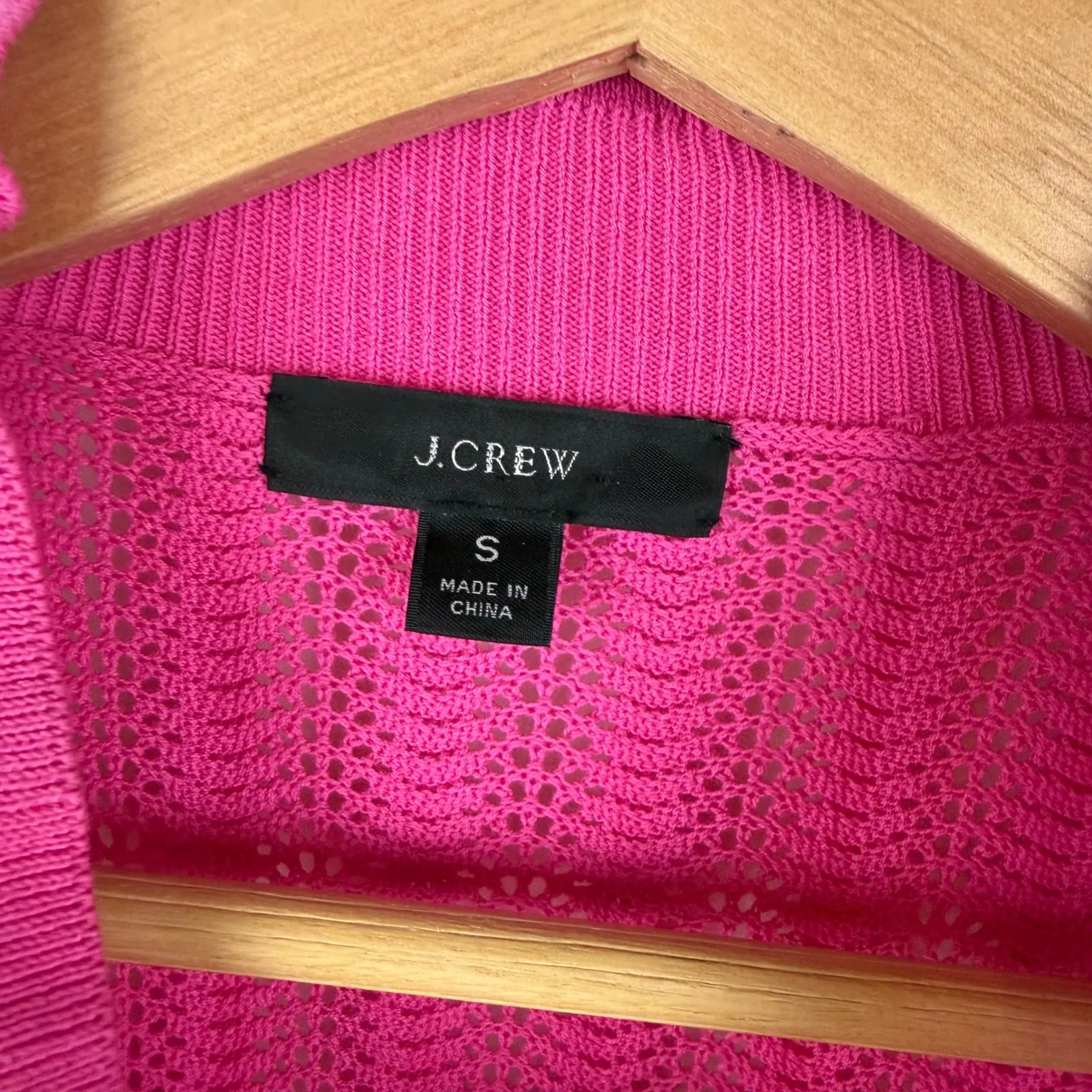 J Crew Pointelle Ruffle Mock Neck Sweater Pink Raspberry Small Preppy Coquette - Image 4