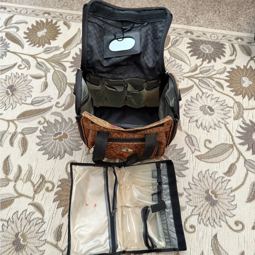 American Flyer Vintage Suitcase Carry On Travel Overnight Luggage Elephant Brown - Image 7