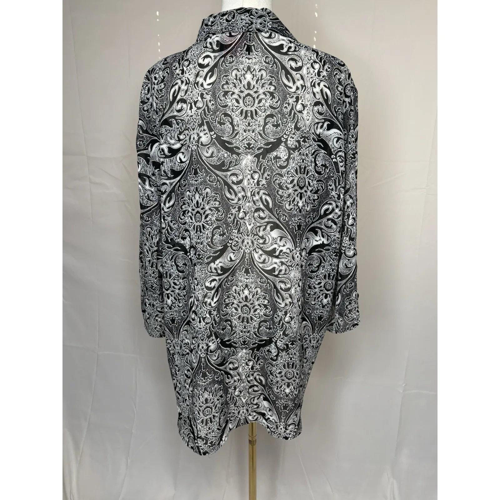 Maggie Barnes Plus Size 3X Black White Paisley Open Front Jacket Church Work - Image 5