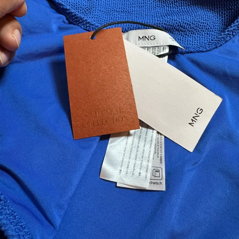 Mango TEXTURED SWIMSUIT  Blue Women's One-Piece L - Image 8