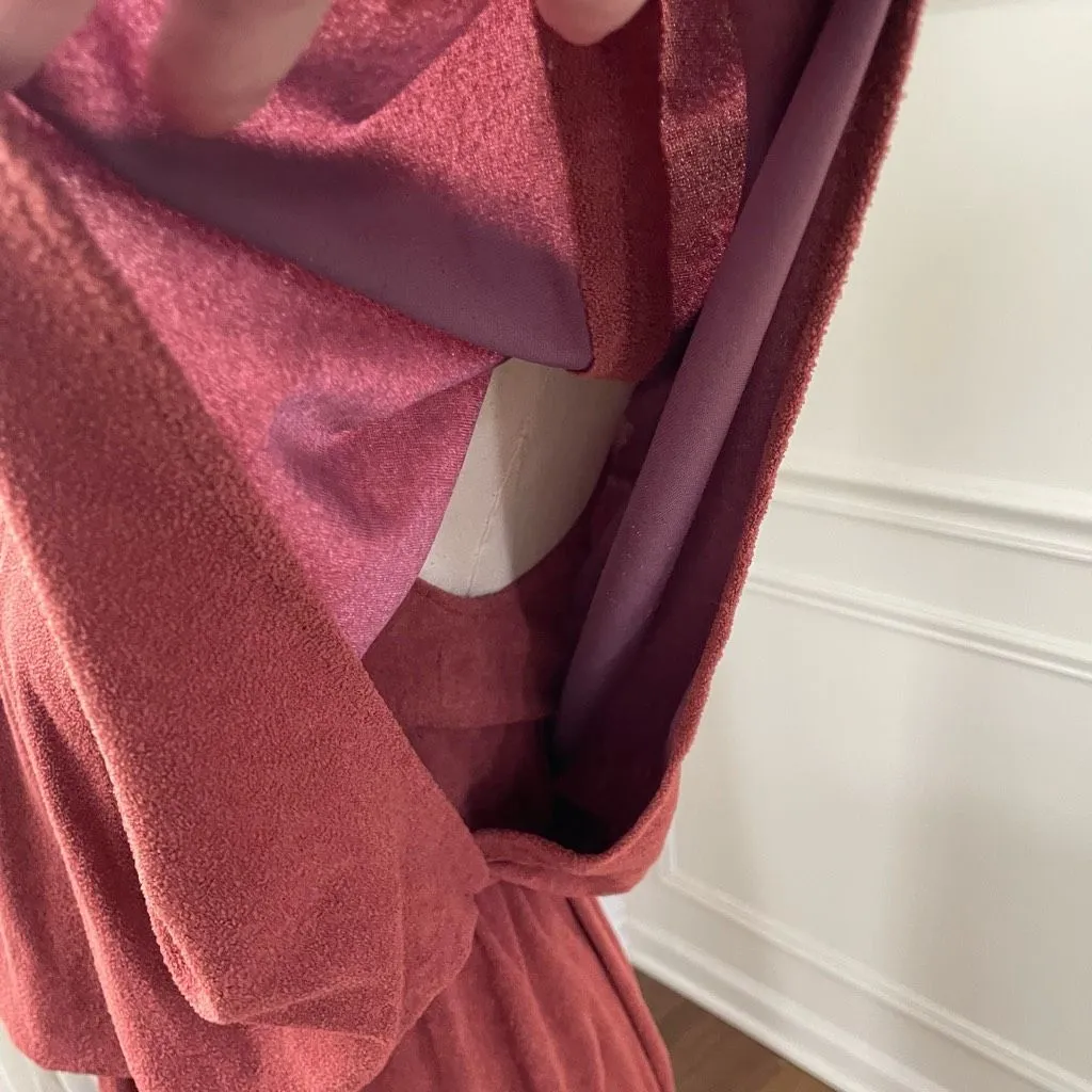 Vintage 70s Patty O’Neil Rusty Brown Blouson Midi Dress XS - Image 7