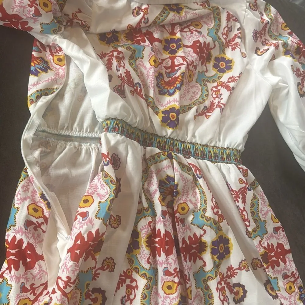 Women’s Floral Print White Summer Mini Dress *Tag Size M fits like a SMALL NEW White - Image 12