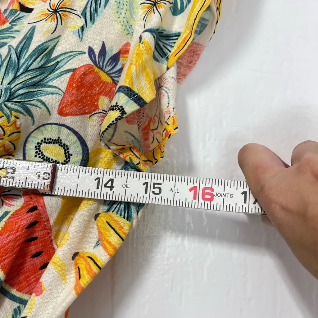 Marine Layer Camila Hemp Blend Romper Fruit Print Beachy with waist tie size XS - Image 8