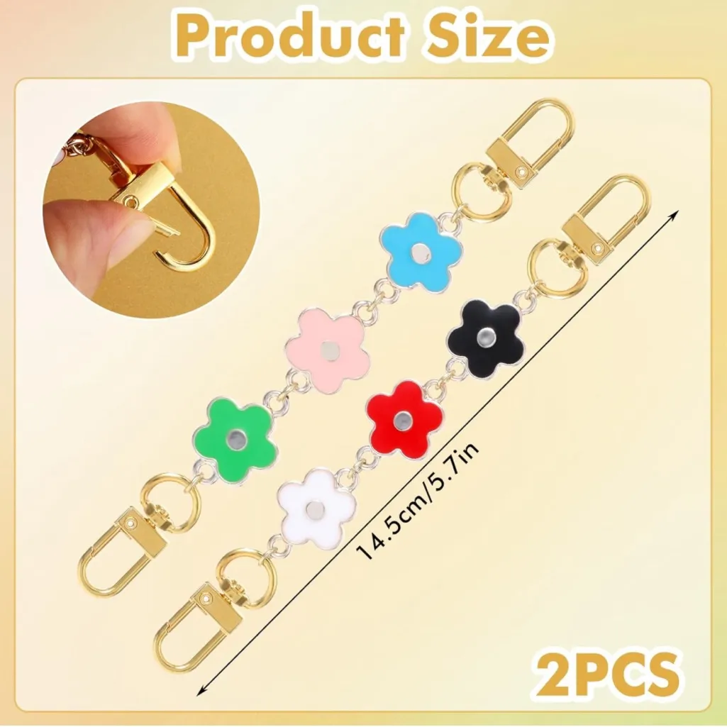2Pcs Purse Strap Extender Chains, Colorful Flower Bag Extension Chain Handbag - Image 2