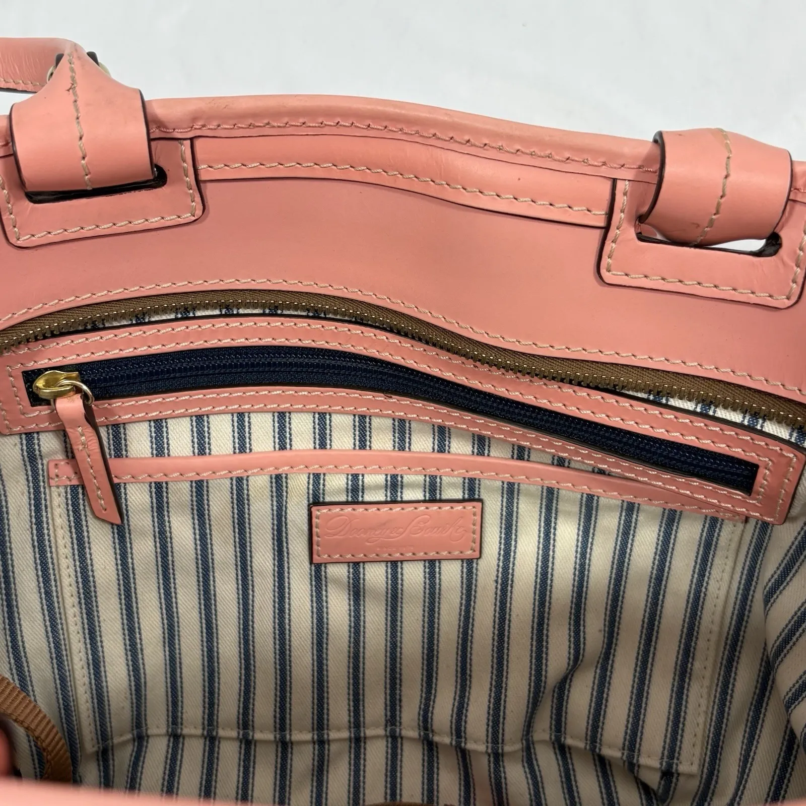 Dooney‎ And Bourke Beacon Weave Coral Pink Zip Tote Purse Bag - Image 10