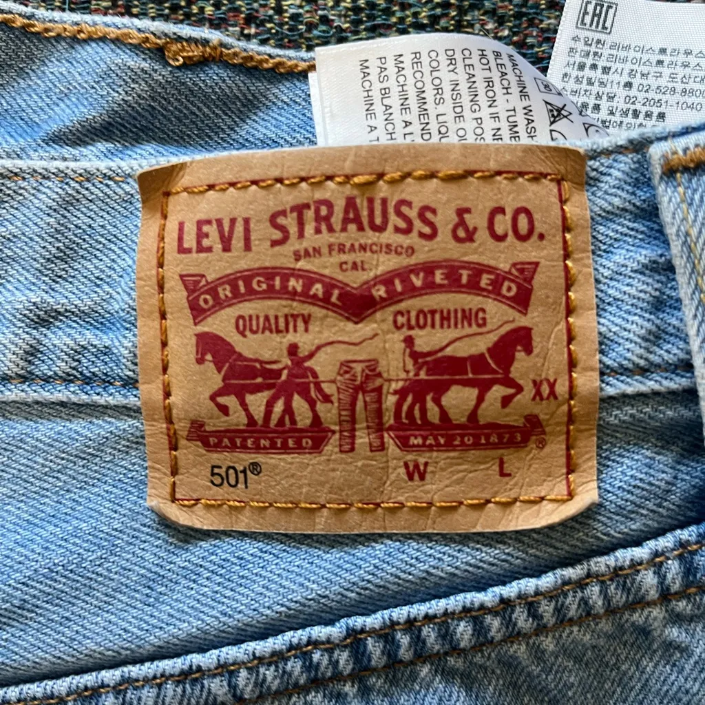 Levi’s 501 High-Waist Button-Fly Distressed Jean Shorts W29 90s Y2K Streetwear - Image 13
