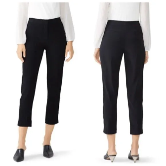 Co Essentials Cigarette Trousers Black Women’s Size XS Cropped Stretch Crepe Pan - Image 2