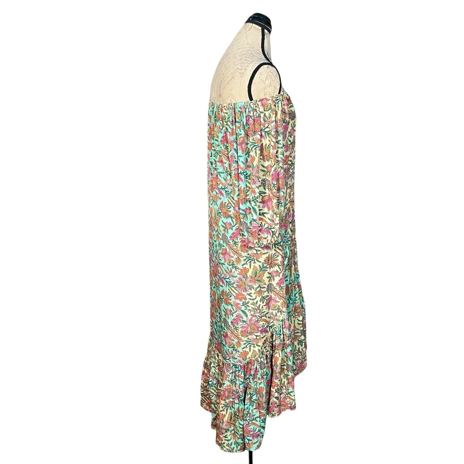 Womens Dress Maxi Floral Off Shoulder Mumu Cottagecore Bohemian Beach Soft Girl Size M - Image 4