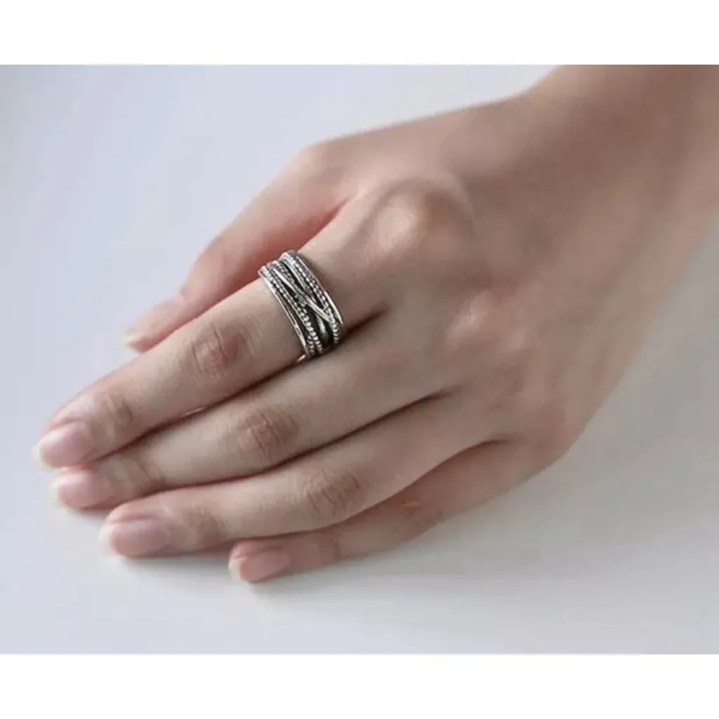 NEW Wide Unisex Line‎ Open 925 Sterling Silver Ring, Adjustable - Image 8