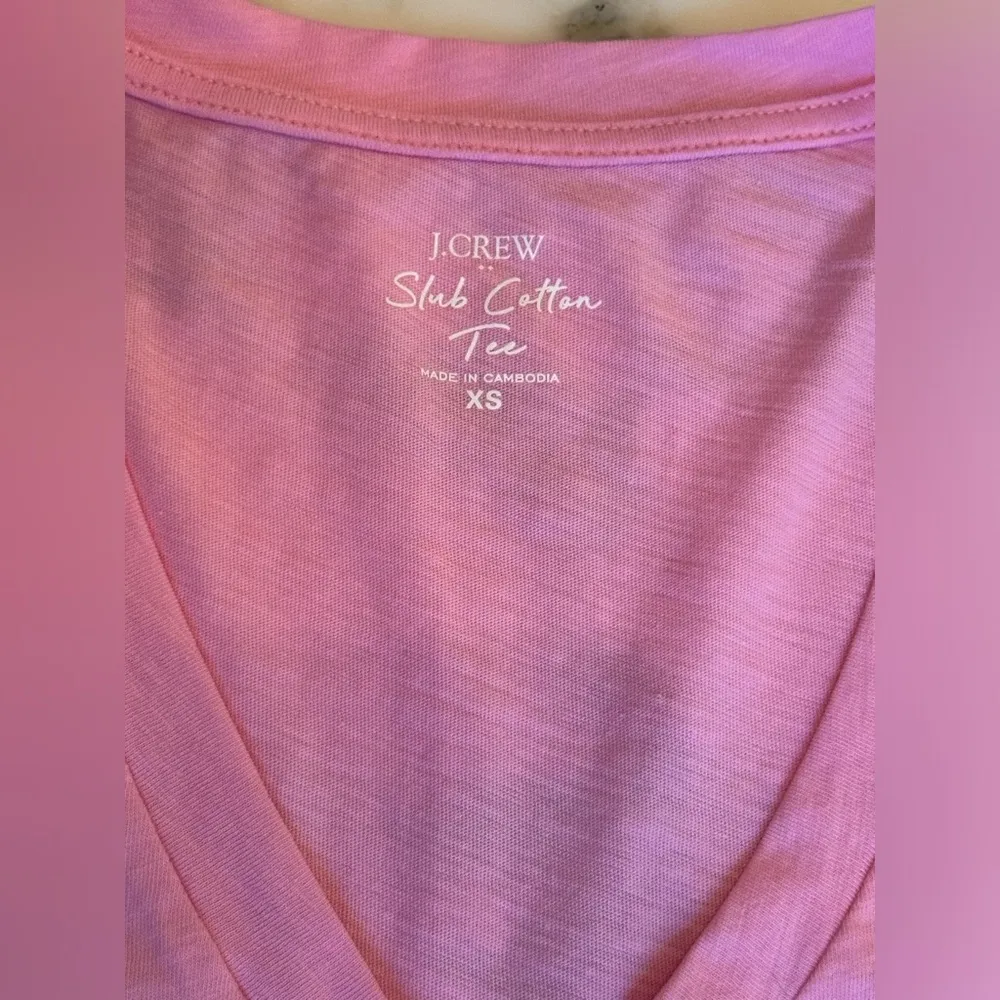 NWT JCrew V Neck Slub Cotton Tee Bubblegum Pink Women’s Short Sleeve XS - Image 4