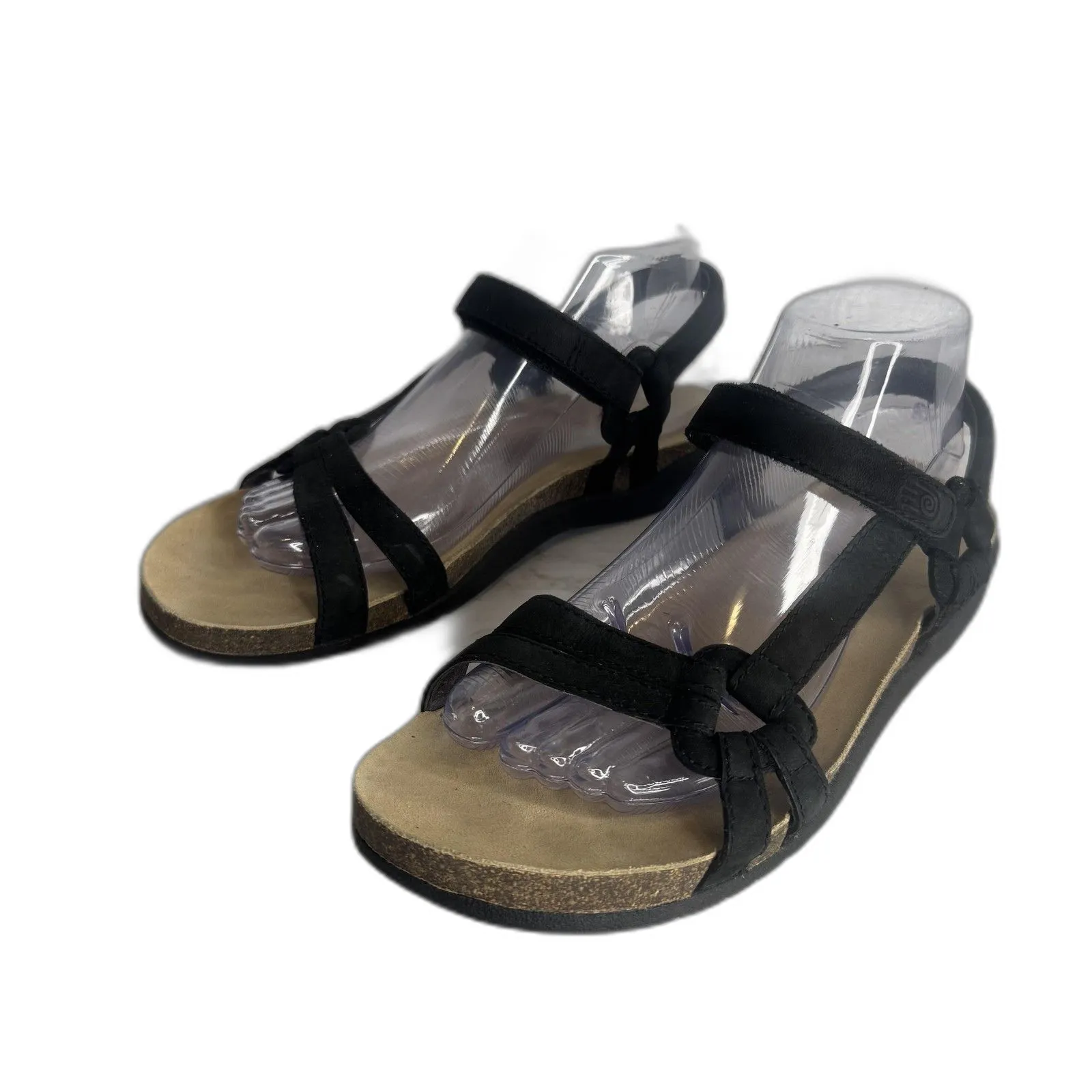 Teva Sandals Womens Size 9 Black Ventura Cork Waterproof Leather Strappy 6389 - Image 2