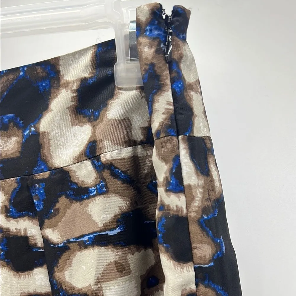 Dana Buchman Blue Black Midi Pleated Silk Skirt - Image 3