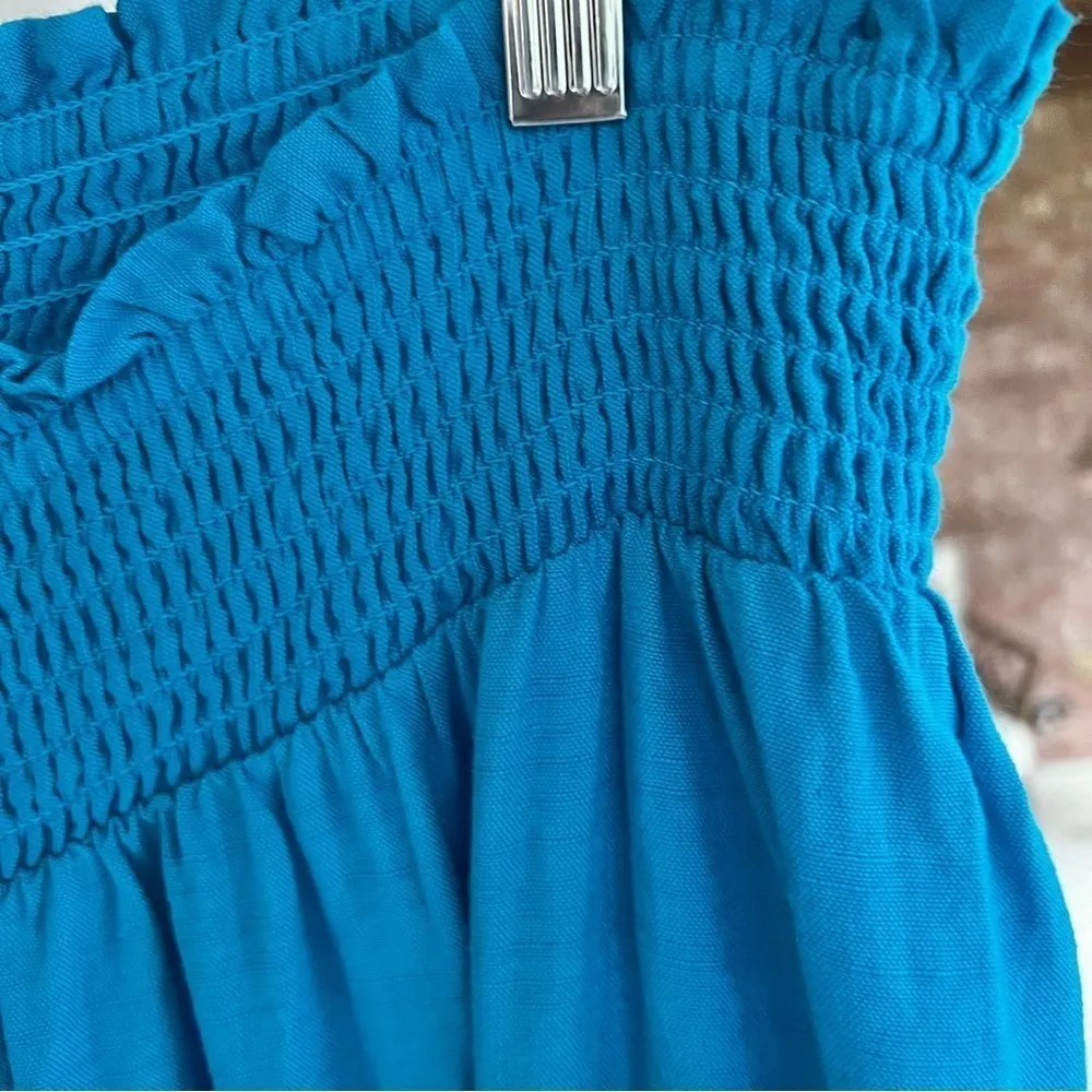 Ashley Stewart Pants Wide Leg Cropped Blue 18/20 Smock Waist Vacation Party Chic - Image 4