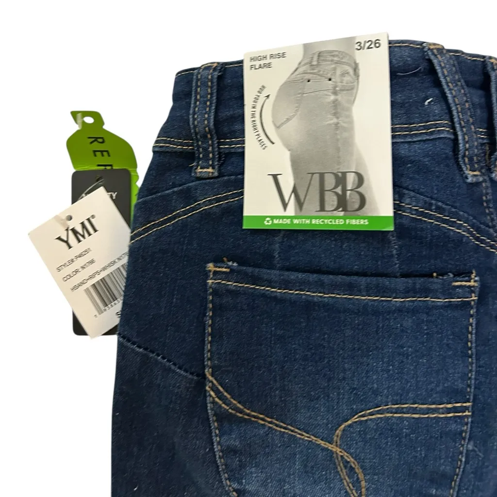 NWT YMI WannaBettaButt Dark Blue Flare Jeans | Distressed Hem Repreve Denim 3/26 - Image 15