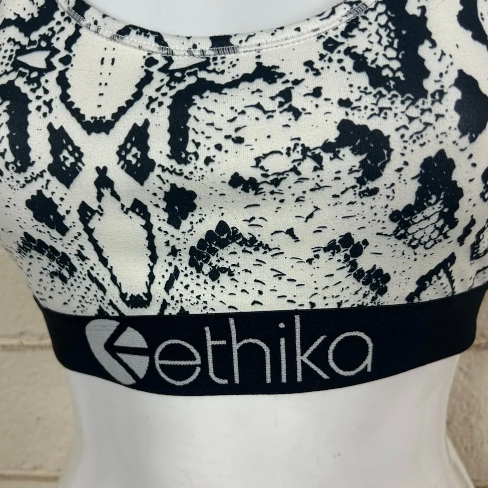 Ethika White and Black Print Sports Bra size M - Image 3