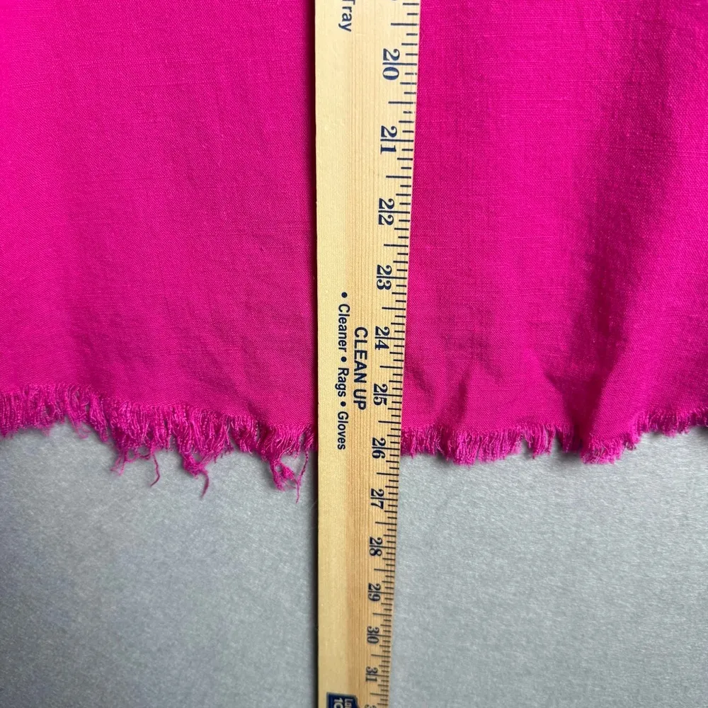 Umgee Women’s Made in USA 100% Linen Ruffle Sleeve Frayed Hem Blouse Pink Size M - Image 8