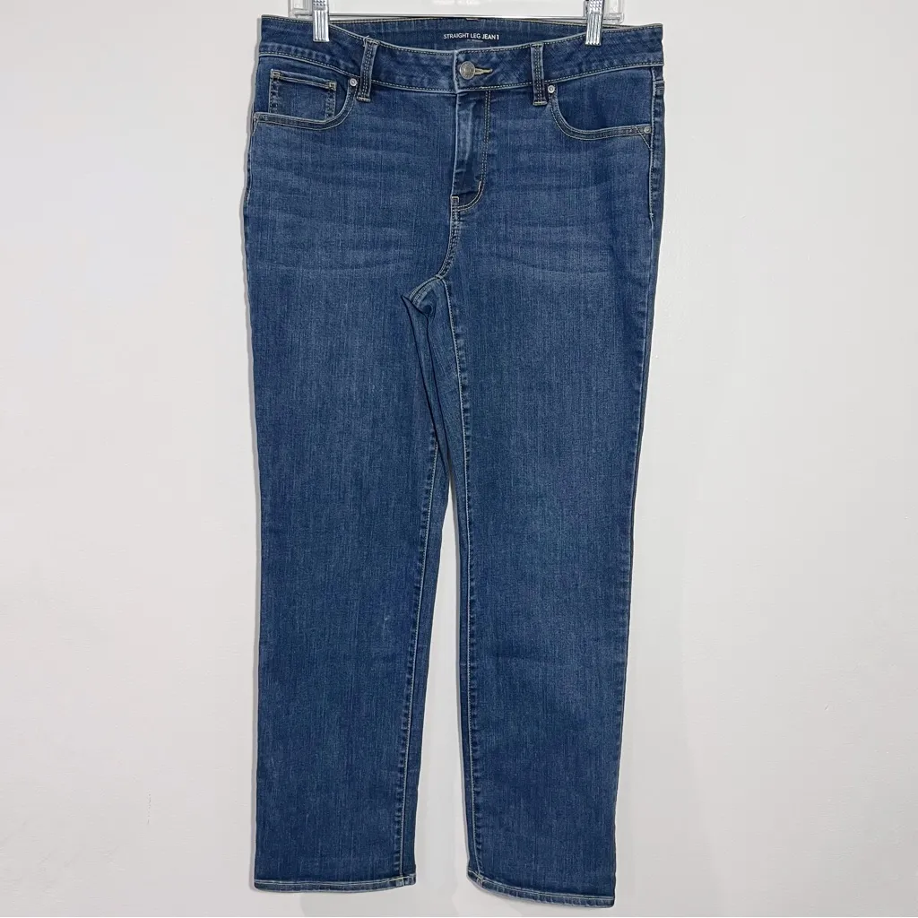 Chico's Blue Mid-Rise Straight-Leg Jeans Size 8 Chico's Size‎ 1 - Image 2