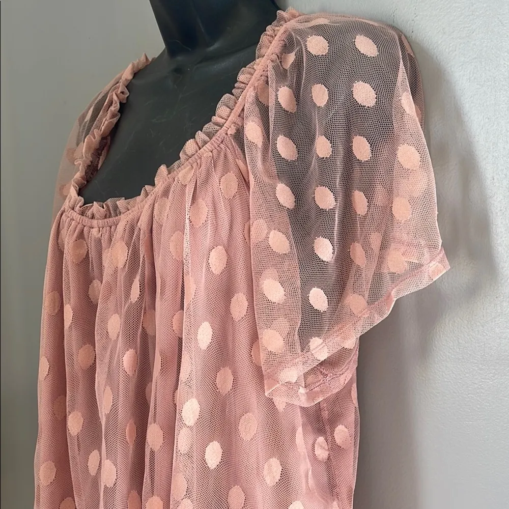 Siren Lily Sheer Pink Polka Dot Blouse - Image 3