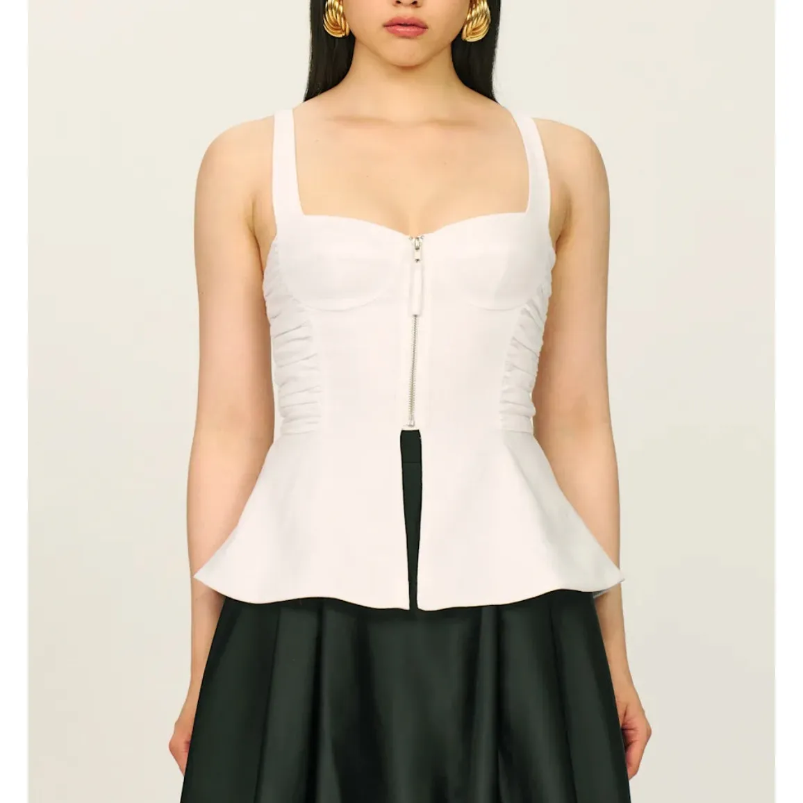 Reformation The Collection Truro‎ Top Size 4 White Bustier Corset Zip Front Tank - Image 2